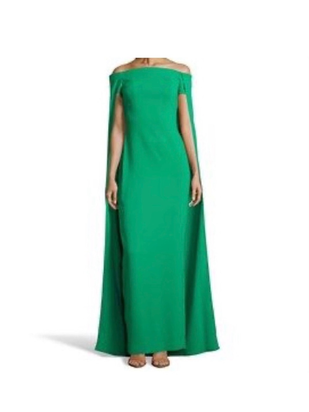 Off-Shoulder Emerald Green Cape Gown